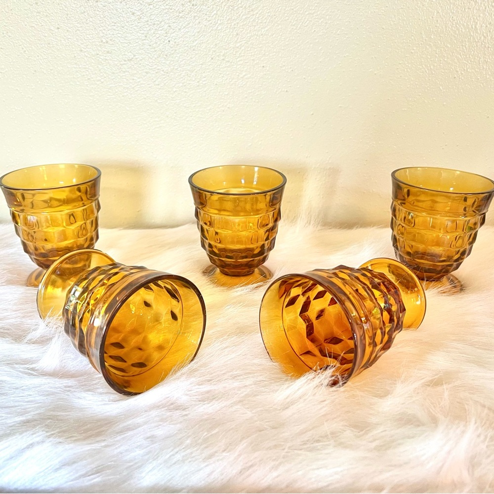 (5) Colony Amber Whitehall Juice Glasses - 8oz